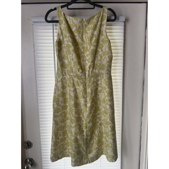 Ann Taylor Dress White Green Floral Sleeveless Silk V-Neckline Women SZ 4 Lined - Picture 7 of 12